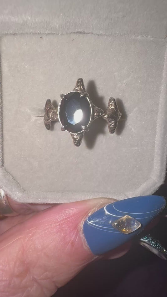 Faceted Black Obsidian Set In s925
