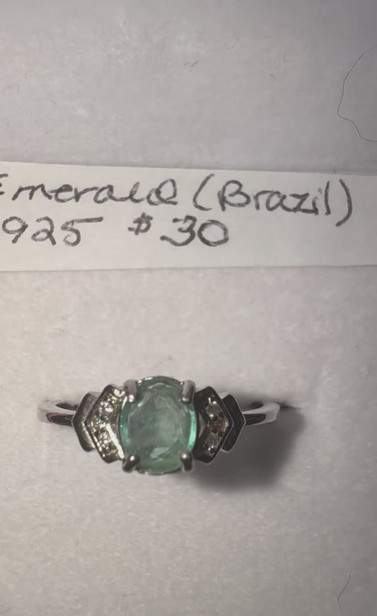 Brazilian Emerald s925 Adjustable Ring