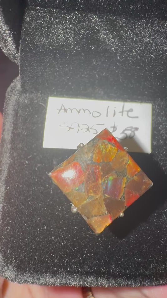 Ammolite Adjustable s925 Ring