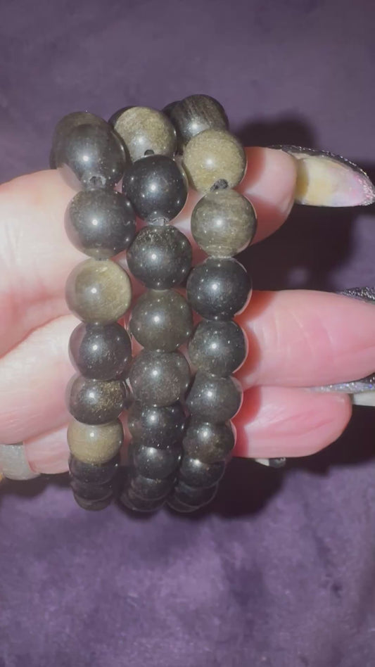 Gold Sheen Obsidian 8mm Bead Bracelets