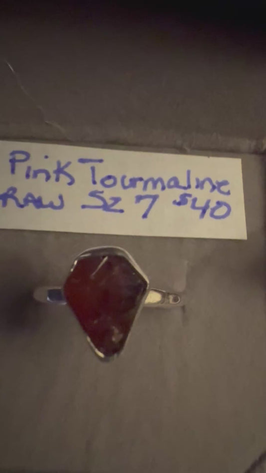 Raw Pink Tourmaline. Fitted Size . Natural Coffin Shape.